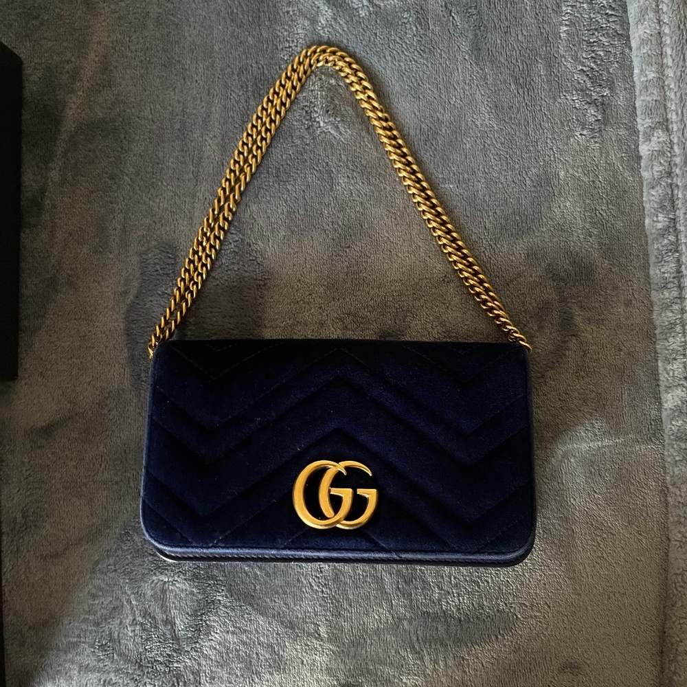 Gucci Blue Suede Marmont Mini handbag